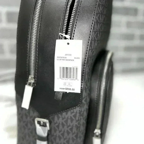 Michael Kors Backpack Jaycee Large Pocket bag MK Signature Black - Picture 9 of 11